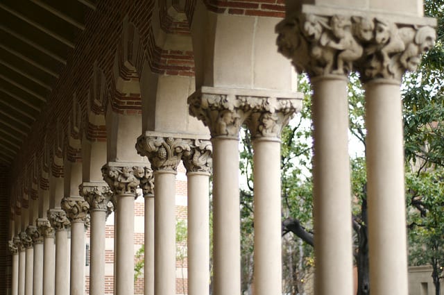 Architectural columns on USC Campus
